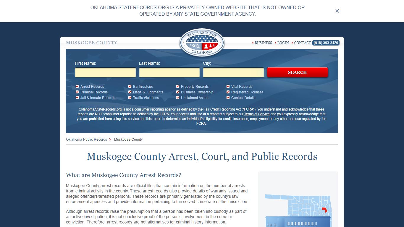 Muskogee County Arrest, Court, and Public Records